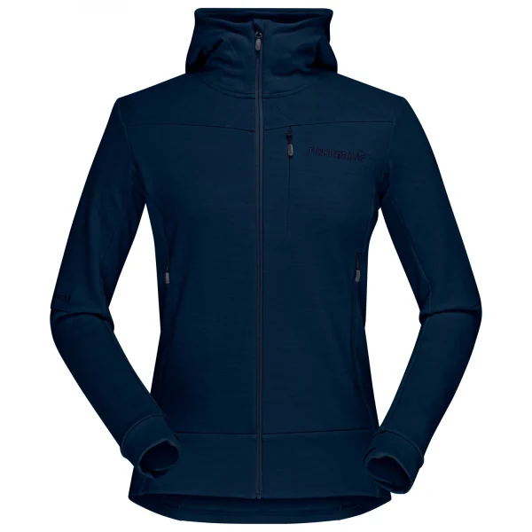 Norrøna – Women’s Falketind Warmwool2 Stretch Zip Hood – Sweat à Capuche fashioniable 1